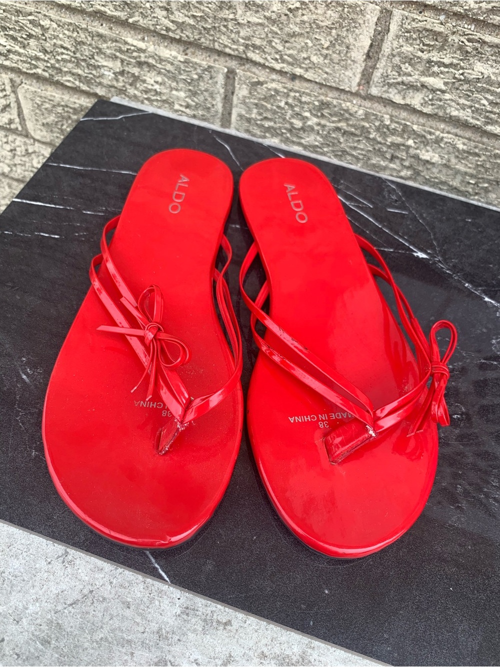Aldo red patent sandals size 7